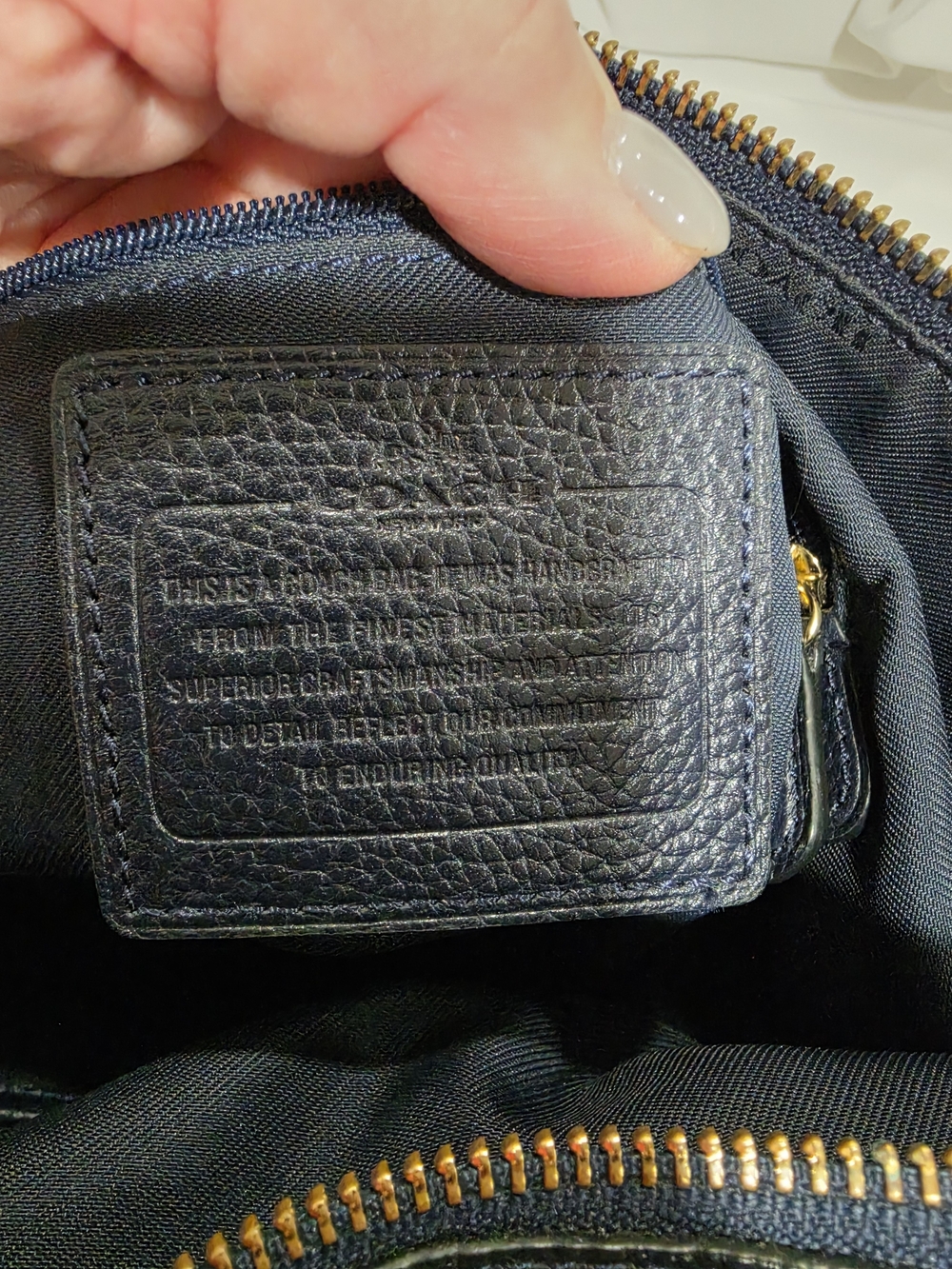 Coach Classic Navy Leather Shoulder Bag with Gold Turnlock - Picture 11 of 12